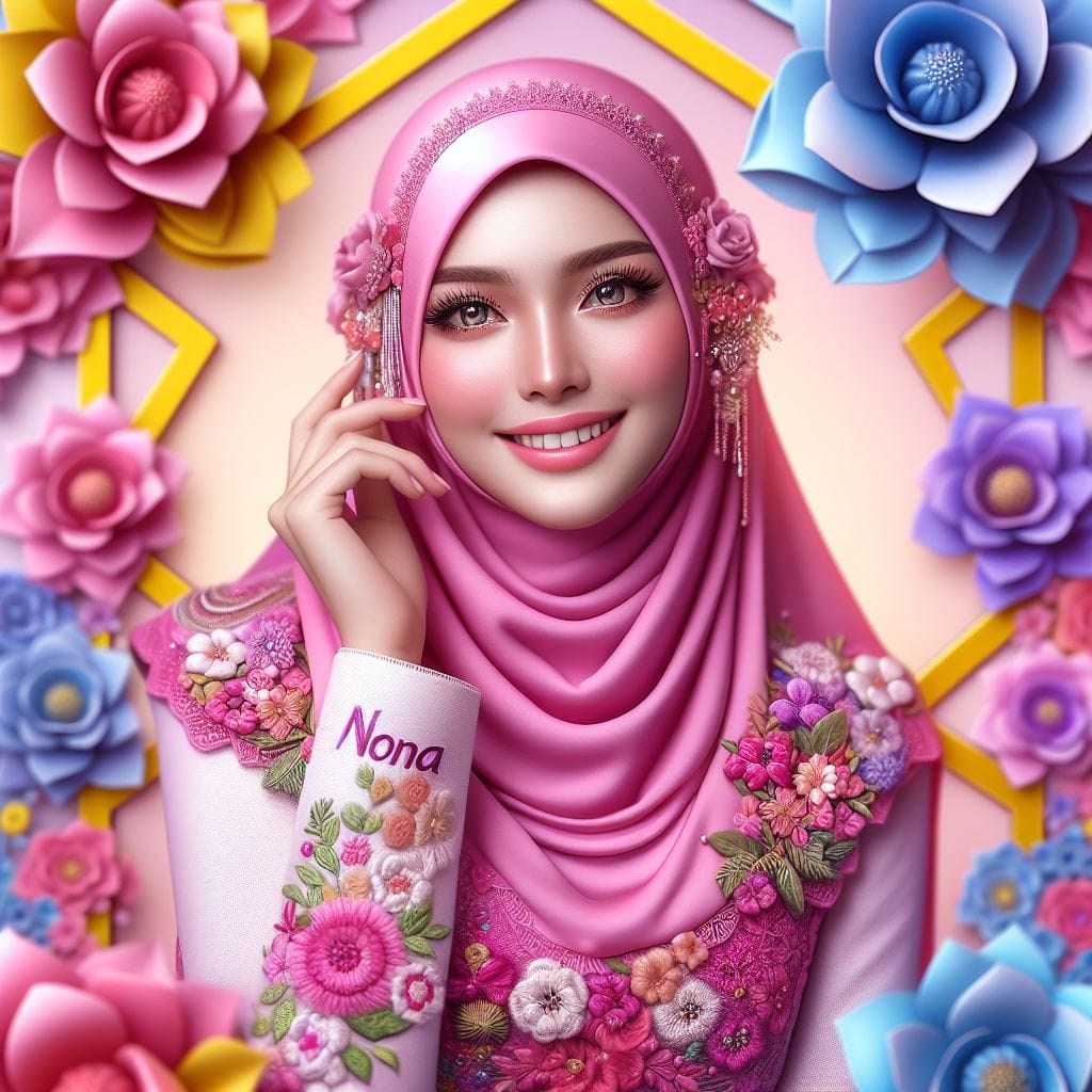 1014. PROMPT:

Ultra-realistic images of Indonesian hijabs wearing long pink dre...