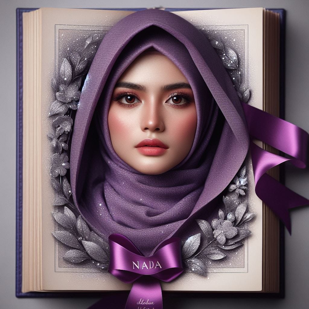 1060. PROMPT:
 photography seorang wanita Indonesia memakai hijab ungu, wajahnya...