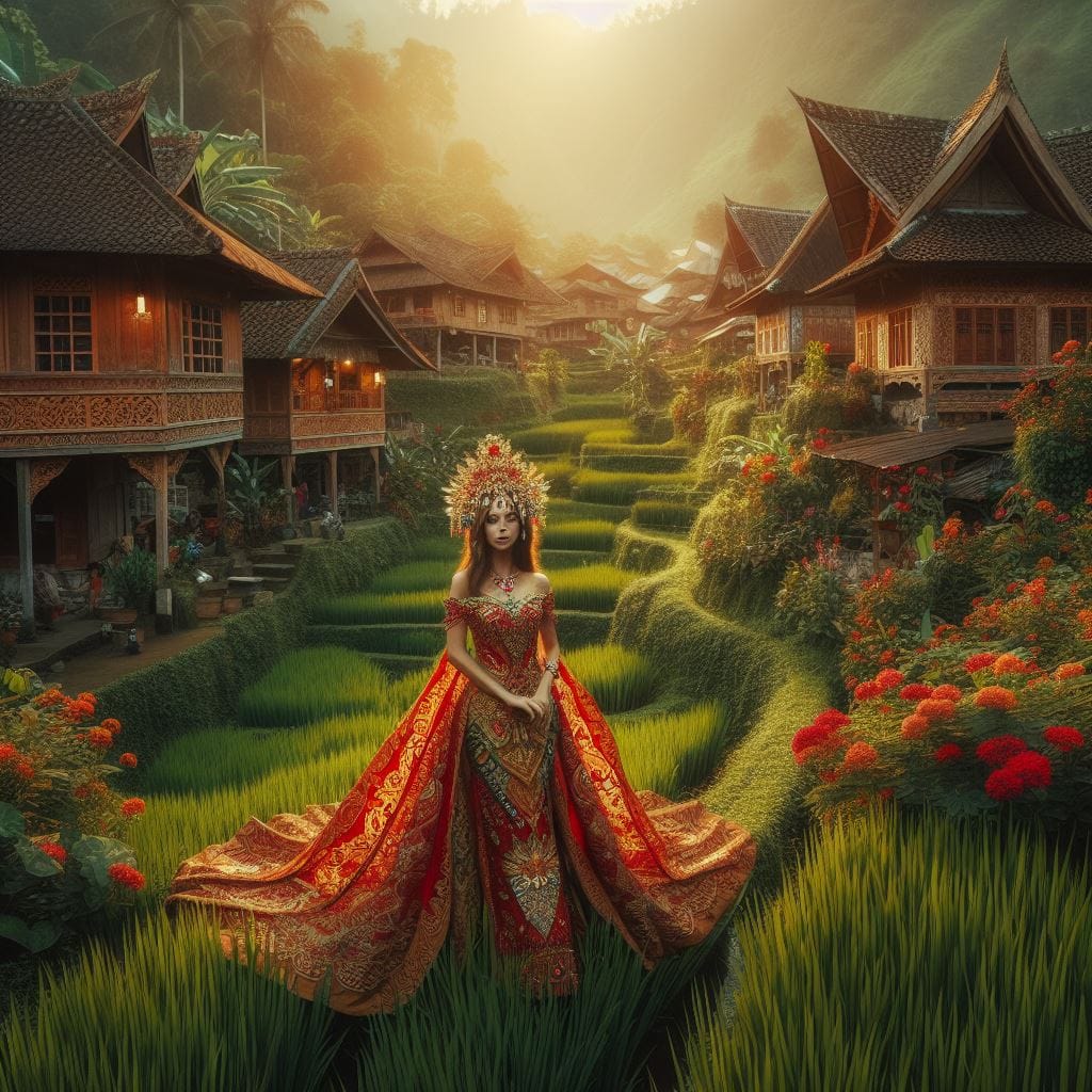 1082. PROMPT:

In a traditional Indonesian village, a mesmerizing beauty girl bi...
