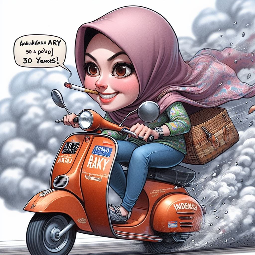 1250. PROMPT:
 Karikatur poto nyata seorang wanita cantik berhijab indonesia 30 …