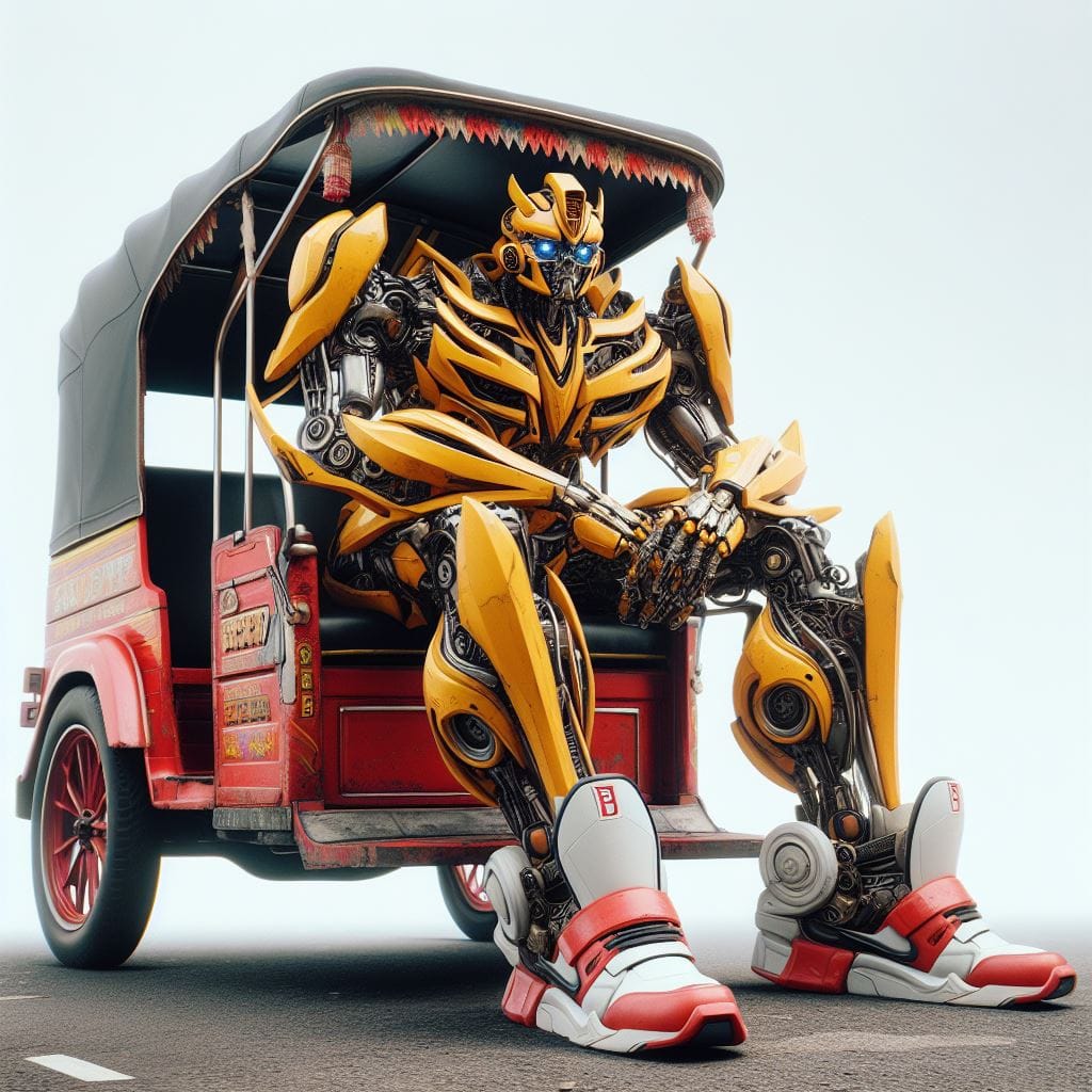 1296. PROMPT:
 generate photorealistic A (Indonesian man/ robot bumblebee transf...