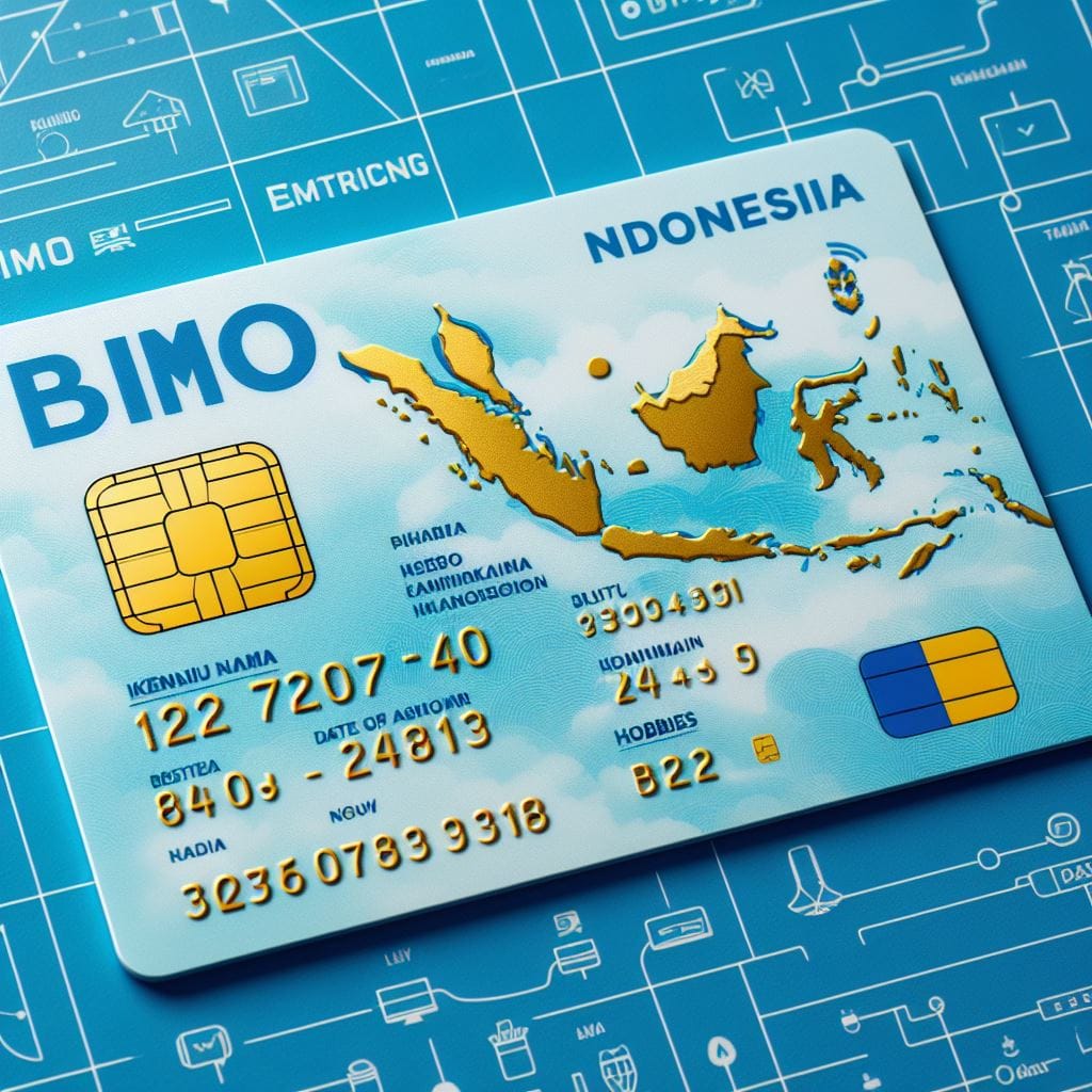 1304. PROMPT:
 Indonesian electronic KTP identity card, Indonesian map backgroun…