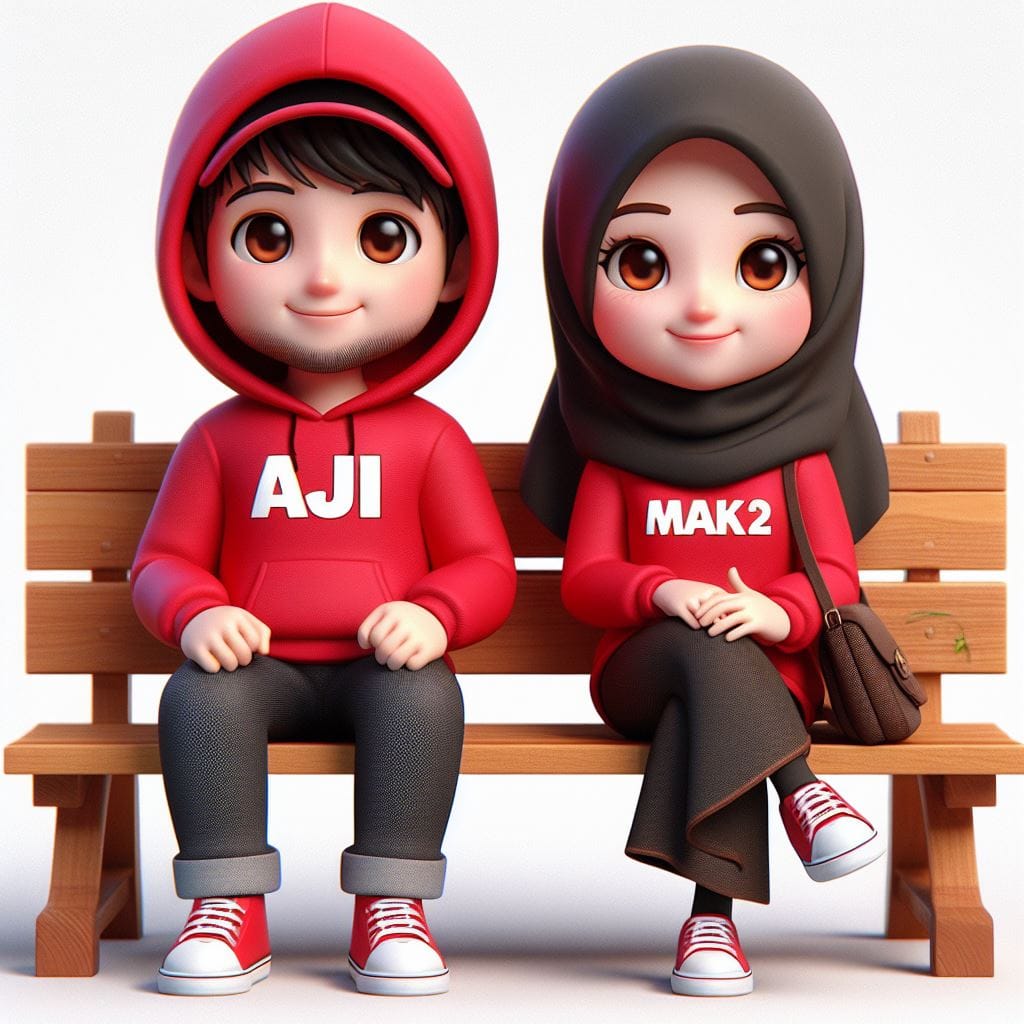 133. PROMPT:
 3d cartoon , a Indonesia man age 30s wearing red hoodie shirt with...