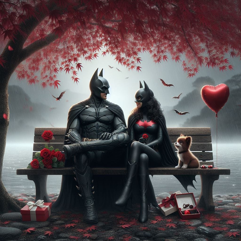 1347. PROMPT:

Batman and Batwoman sitting under a lovely Japanese maple tree by…