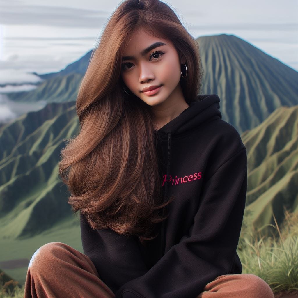 1398. PROMPT:
 seorang perempuan indonesia usia 20yo rambut panjang dengan layer...