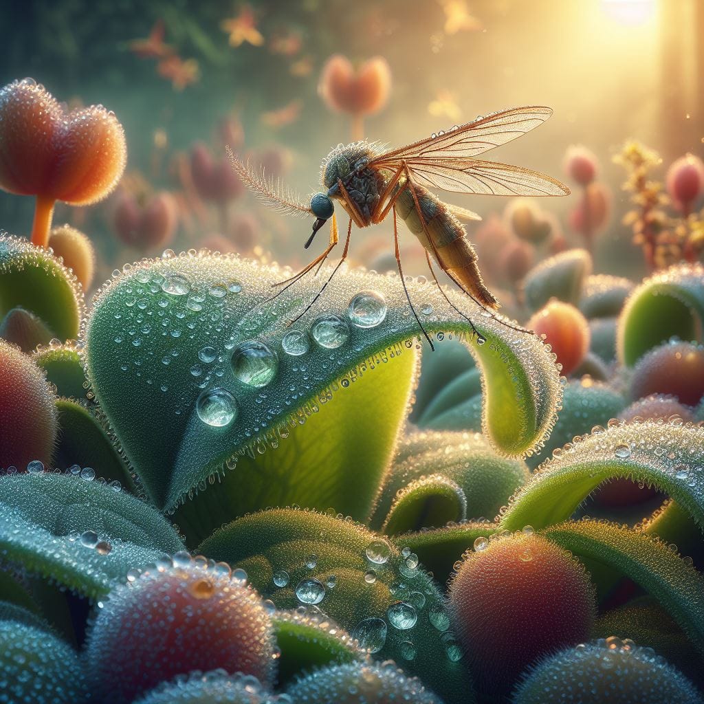 144. PROMPT:

A hyper-realistic close-up image of a rare mosquito perched on a d...