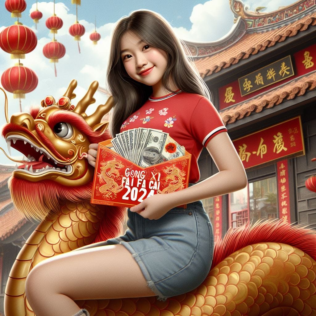 1490. PROMPT:
 an indonesian mix chinese girl 20yo, riding a real dragon and hol...