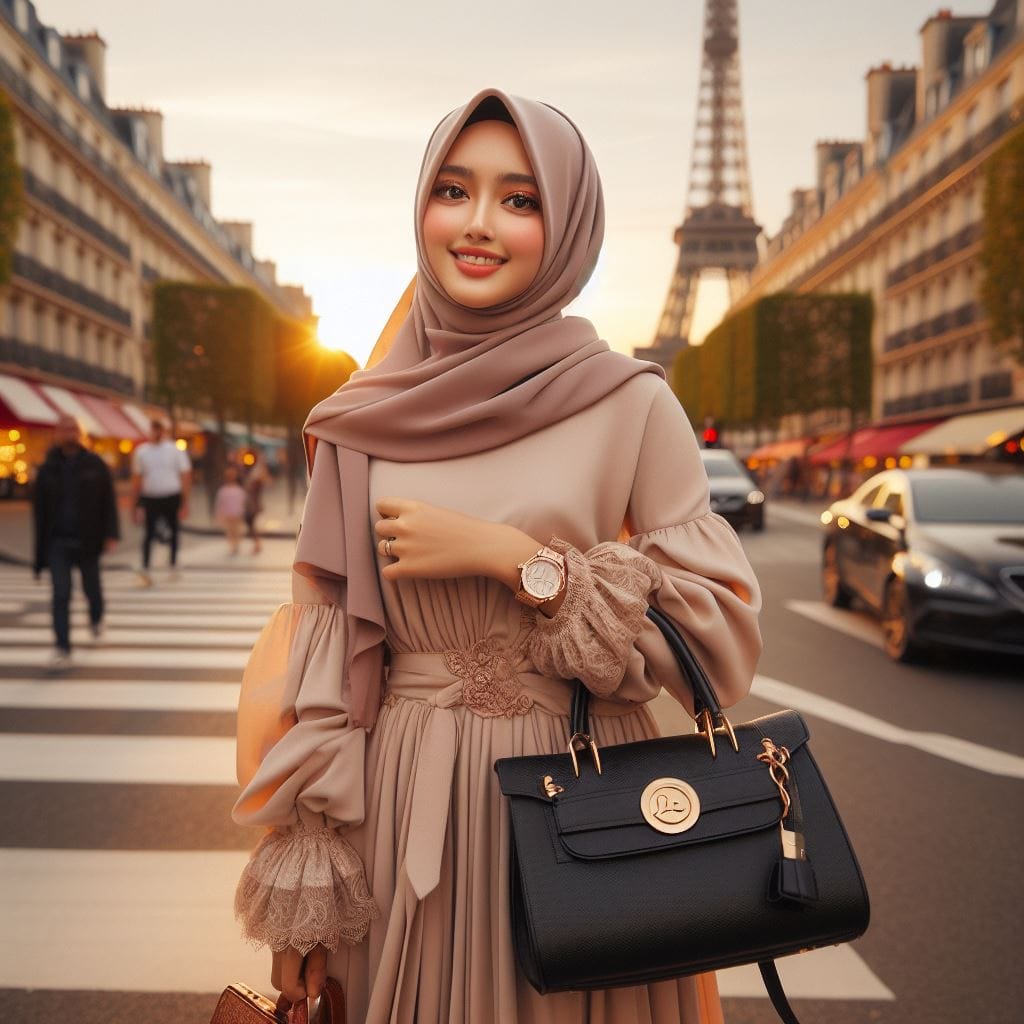 1544. PROMPT:

an Indonesian hijab girl 20yo, luxury long moslem dress, luxury b...