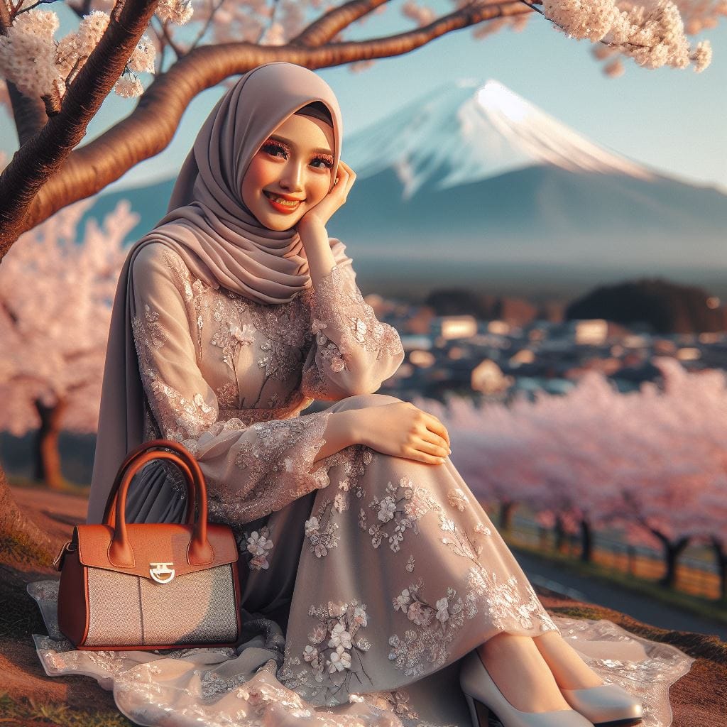 1548. PROMPT:

an Indonesian hijab girl 20yo, luxury long moslem dress, luxury b...