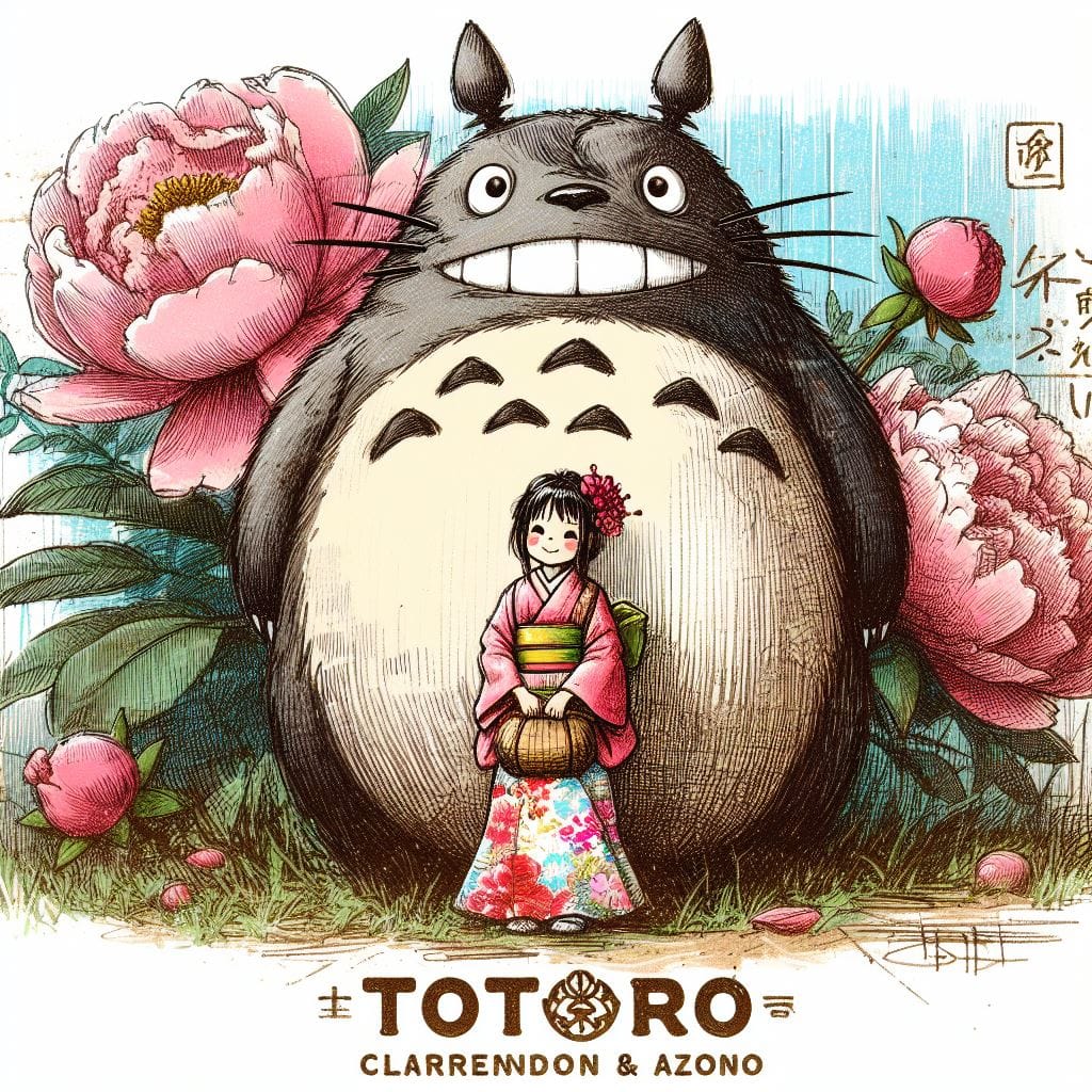 1977. PROMPT:

Scribbled ink colored sketch of a giant totoro sitting behind a t...