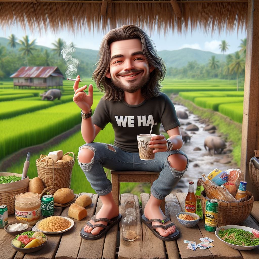 261. PROMPT:

A 3D caricature of an Indonesian man, 20 years old, long hair, wea...