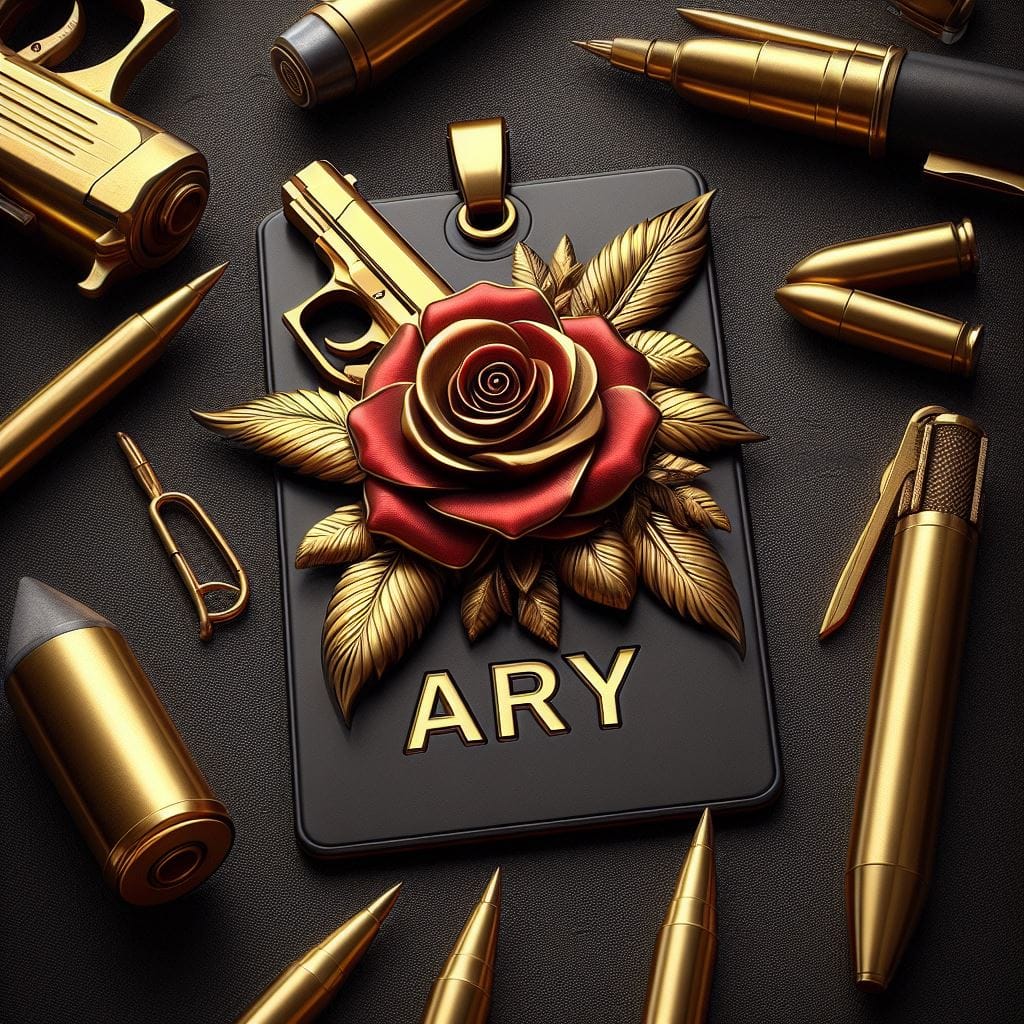 347. PROMPT:
 "ary" Name is written in golden colour bold letters, there is a re...