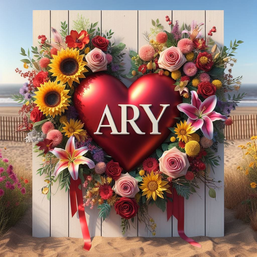 363. PROMPT:

red heart with the name "ARY" written in white block letters in th...