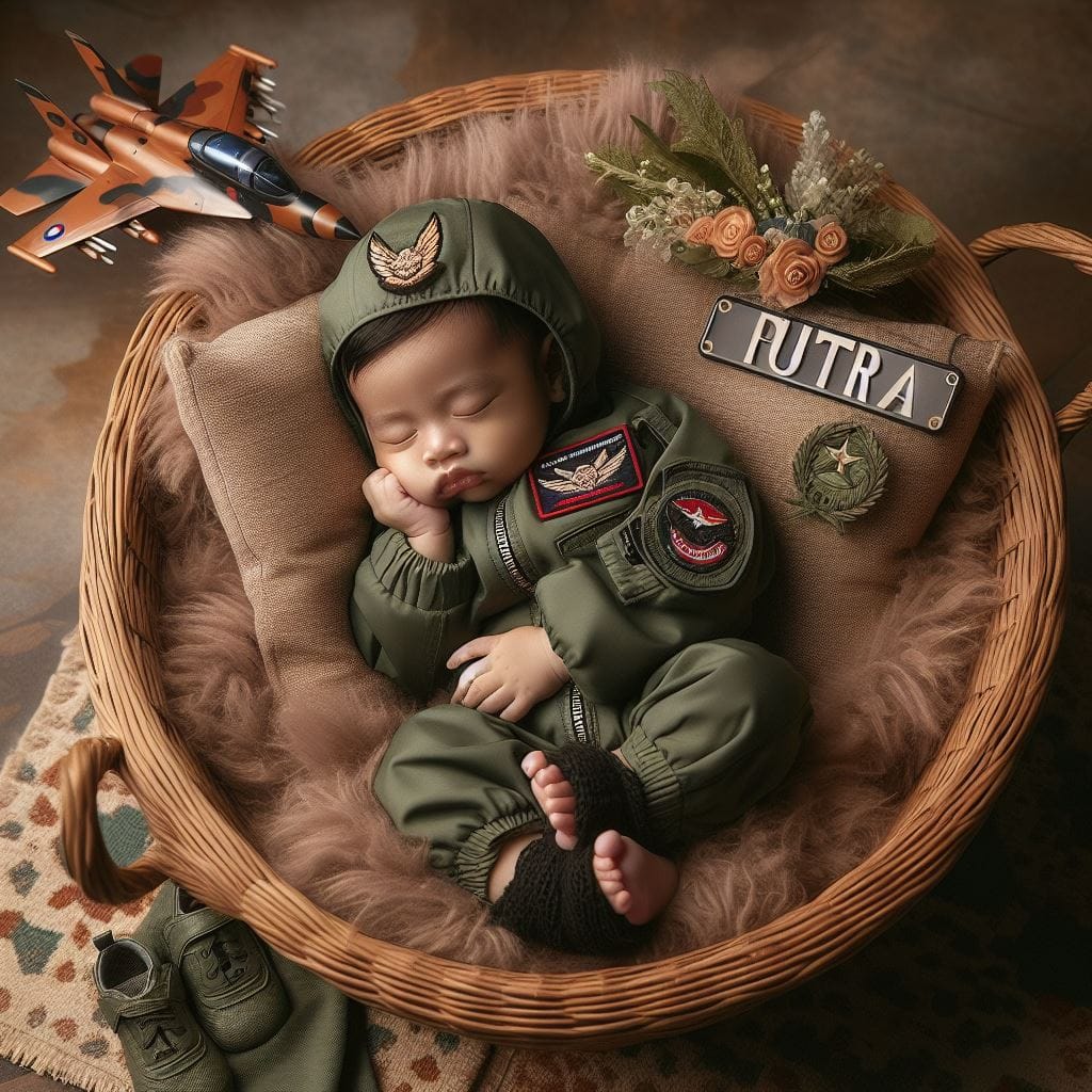 382. PROMPT :
 buat fotografi seorang bayi laki-laki indonesia mengenakan jaket ...