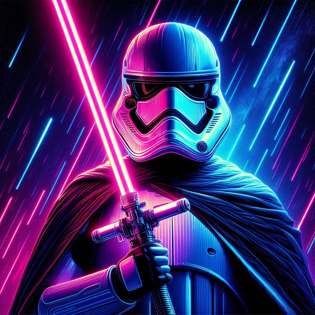 400. PROMPT:
 A Neon style of Star Wars Fine Art in the style of Jim Lee and Pau...