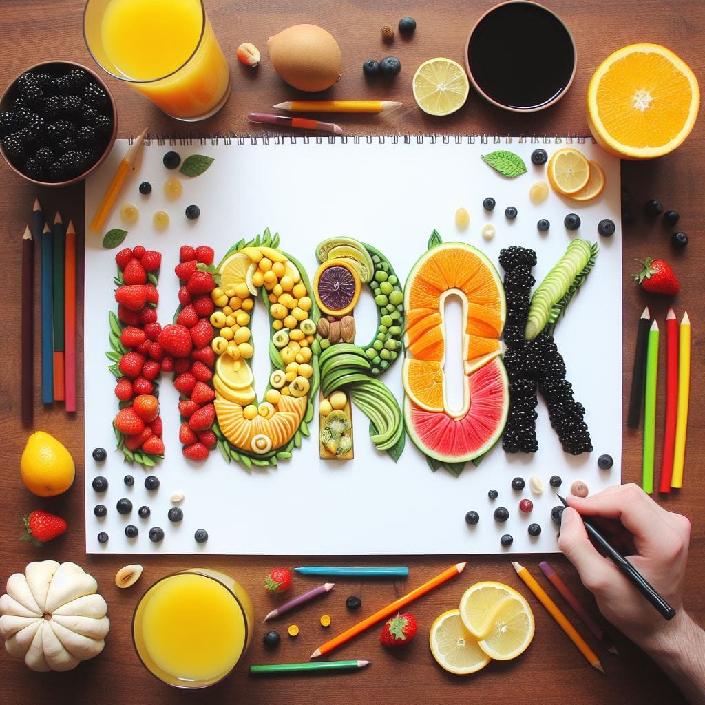453. PROMPT:
 draw the word 'horok' with fruits