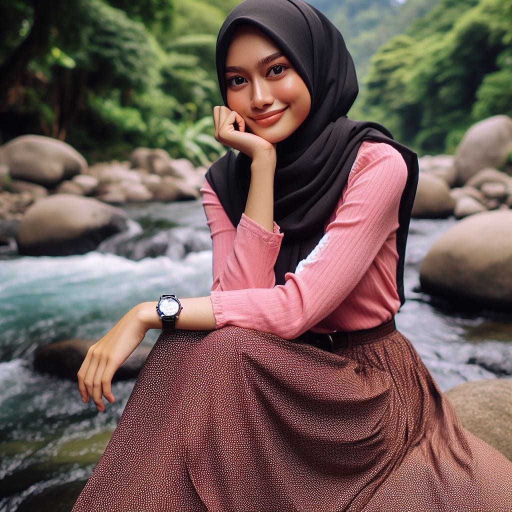 49. Prompt:

Seorang gadis cantik Indonesia usia 27 tahun memakai kemeja warna m...