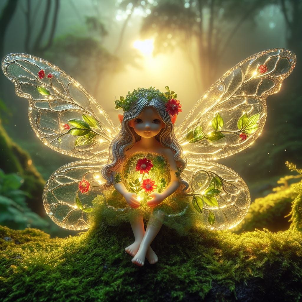 516. PROMPT:

Craft an enchanting image: a little fairy with shiny wings made of...