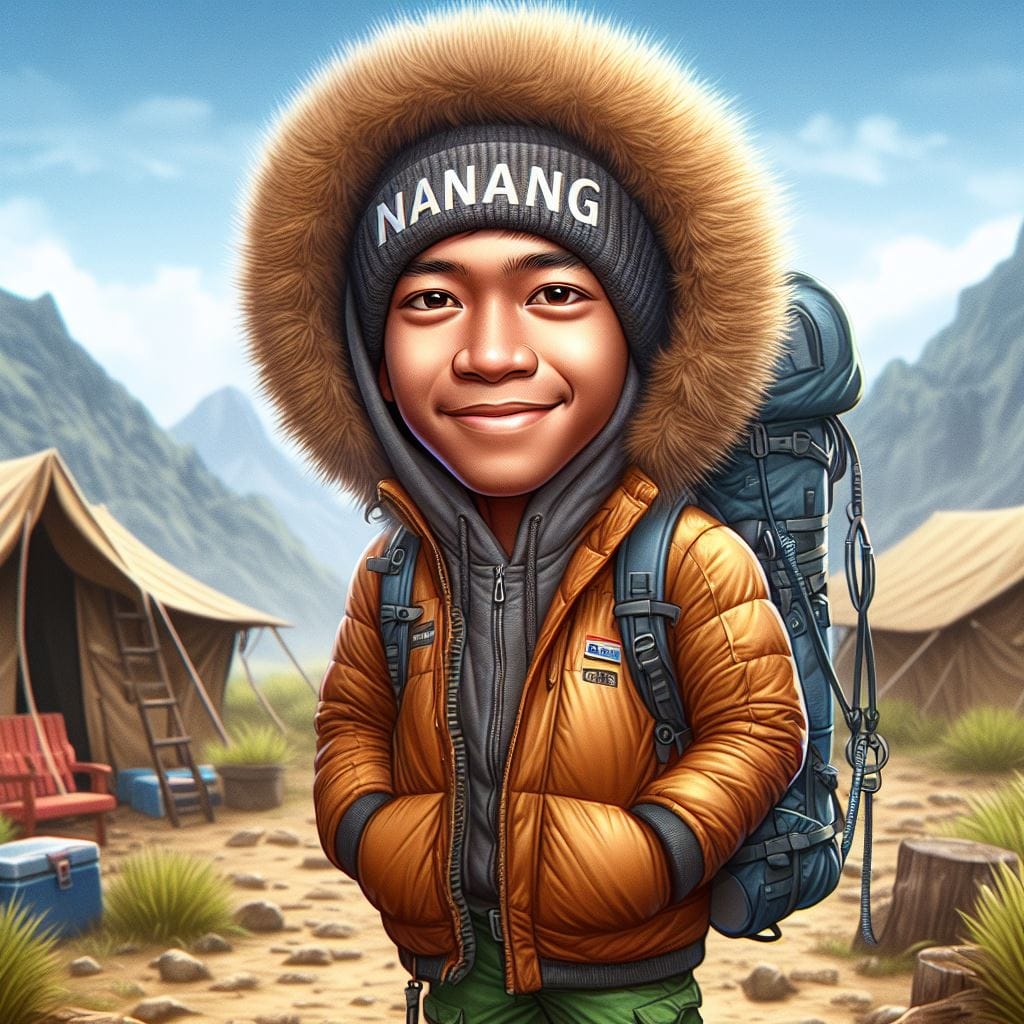 6. PROMPT:
 karikatur, seorang anak muda indonesia, memakai jaket dingin, memaka...