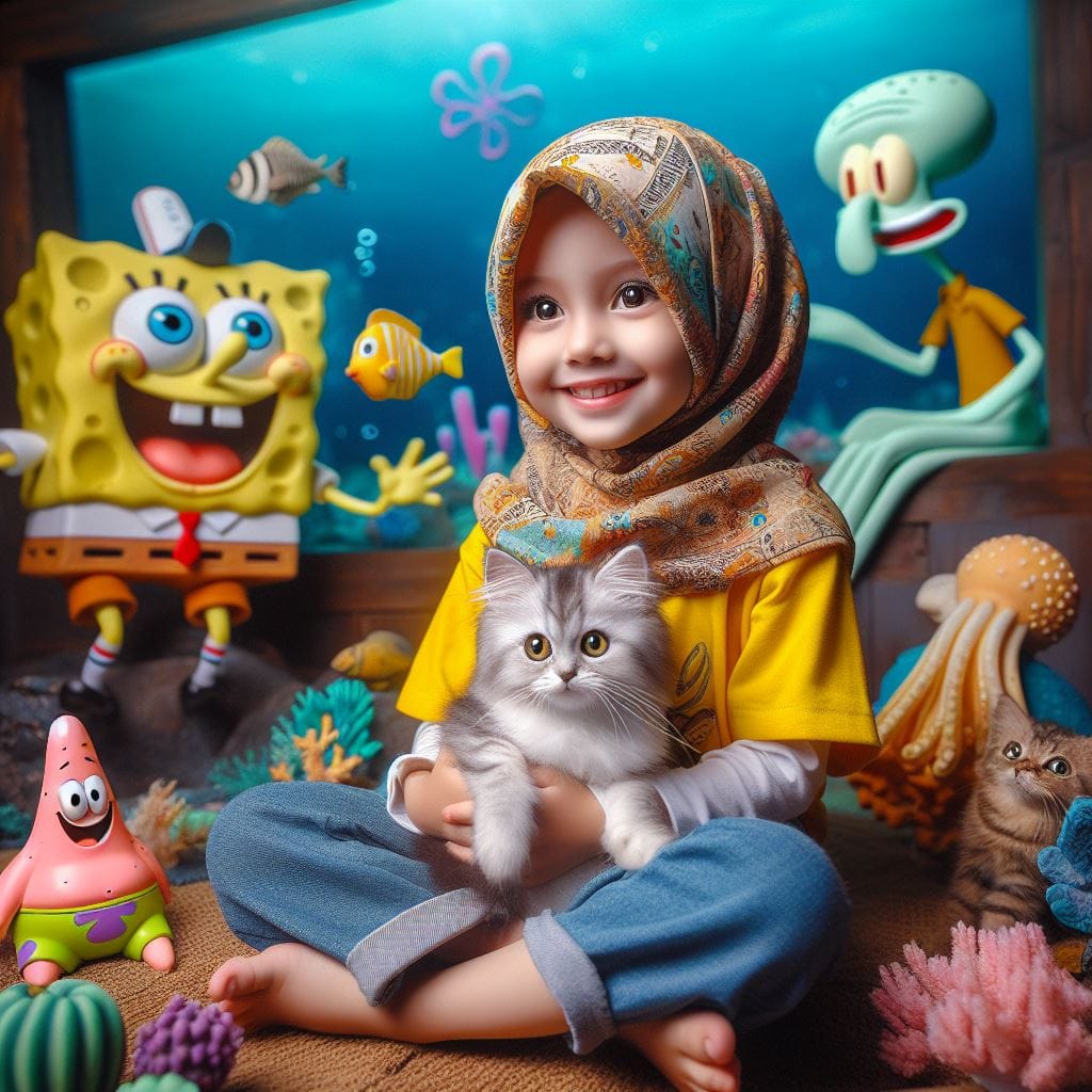 621. PROMPT:
 Seorang Gadis Kecil Cantik memakai jilbab Indonesia Usia 8 Tahun, ...