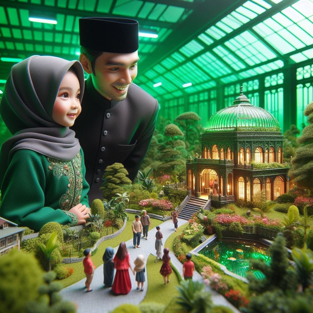 869. PROMPT:
 foto realistis seorang wanita indonesia berhijab, baju hijau dan p...