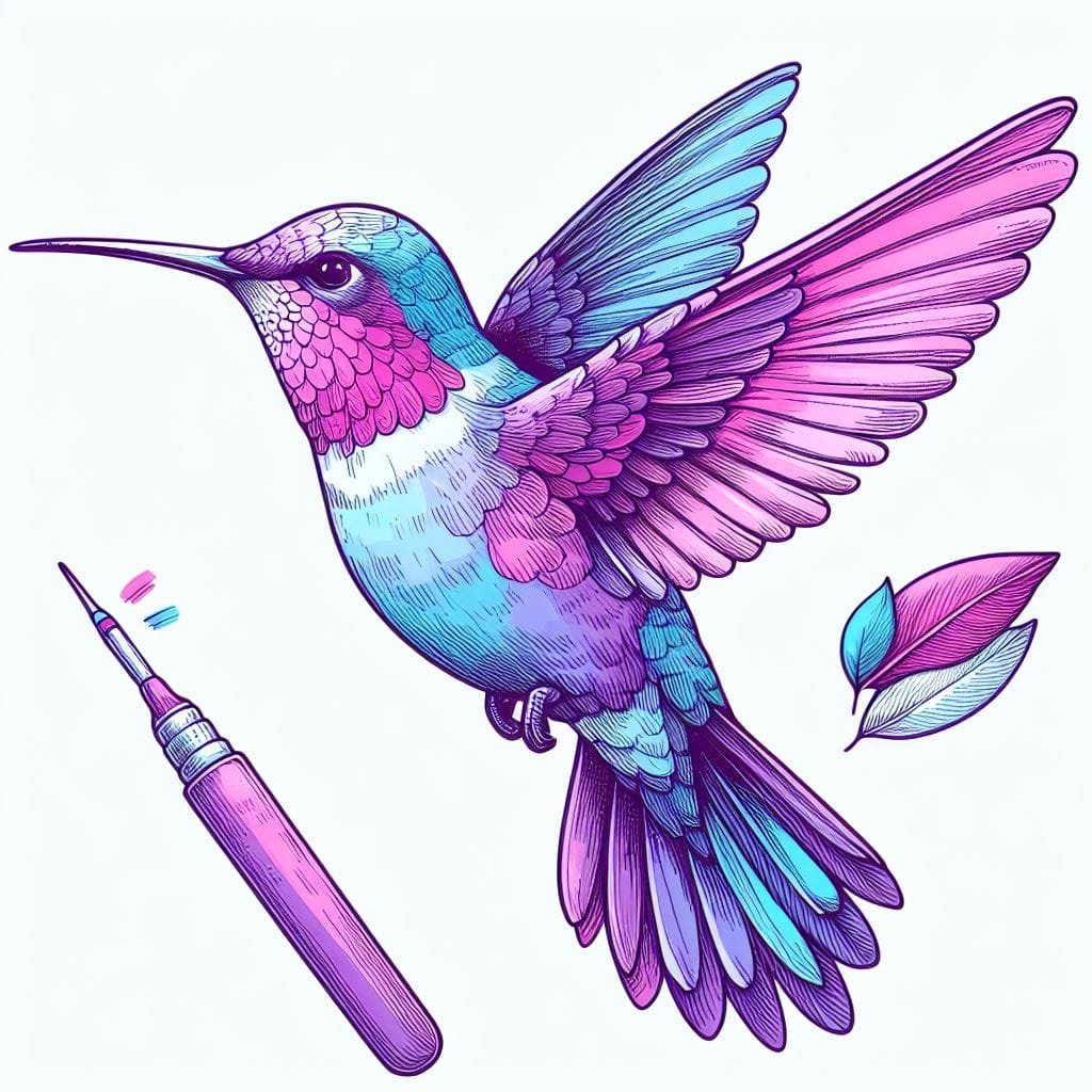 901. PROMPT:
 draw a hummingbird bird in lilac pink blue colors
