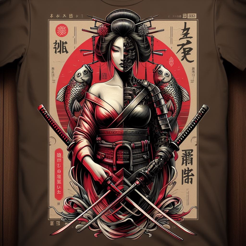908. PROMPT:

T-shirt design of ‘4D half body steampunk geisha image in japanese…