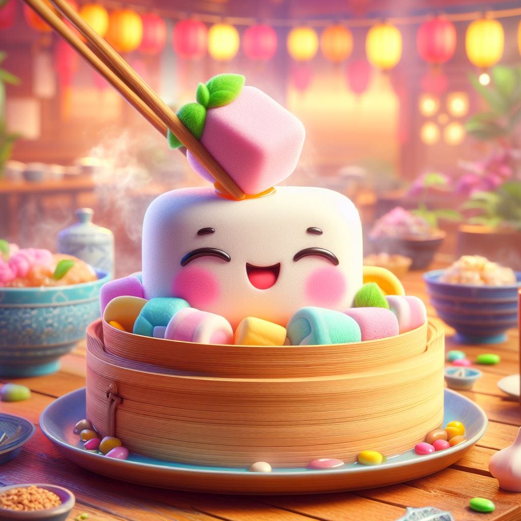 944. PROMPT:
 3D illustration render. ultra detailed blushing happy marshmallow ...