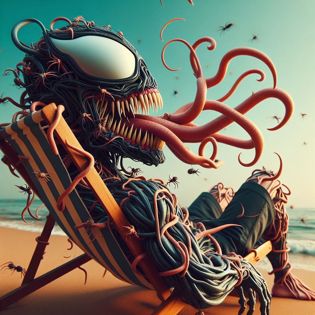 " Life is a BEACH - Venom takes a Holiday Edition " 
 BING Copilot Powered by DA...
