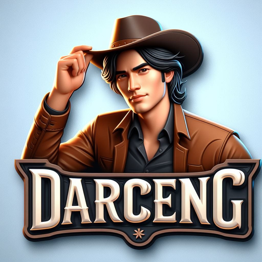 2012. PROMPT:
 logo 3d of an indonesian man 30 year old in a cowboy hat, handsom...