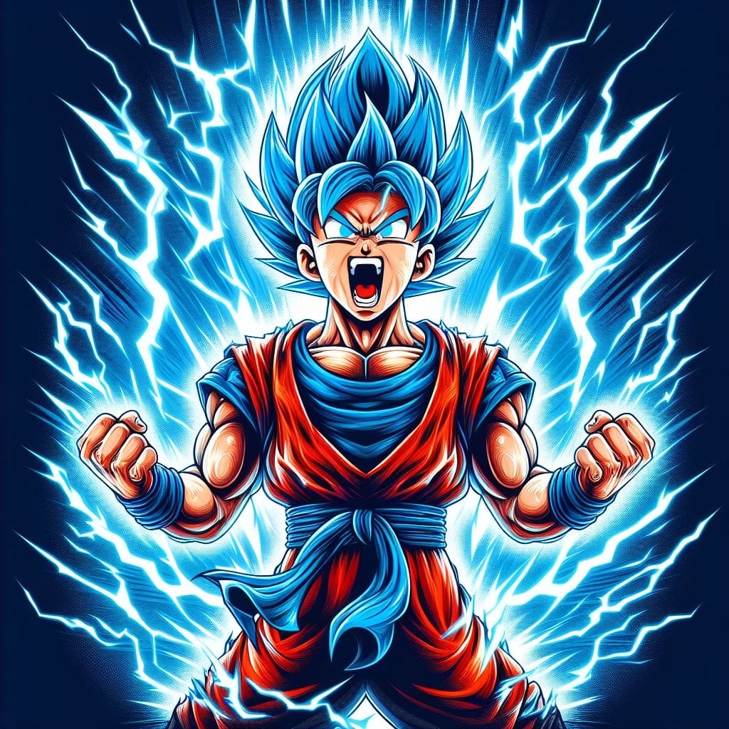 2105. PROMPT:

Ultra-detailed illustration of Goku super saiyan blue kaioken sty...