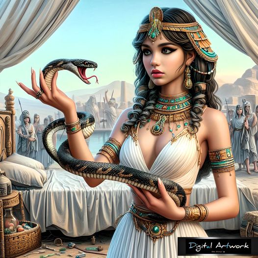 Cleopatra with cobra snake.
Kleopatra dengan ular kobra.Diterjemahkan dari Bahas...