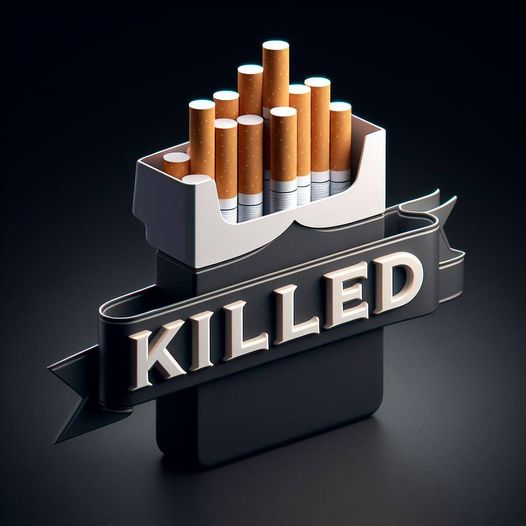 Logo 3D untuk beberapa batang rokok dengan tulisan nama "CIGARETTE". didinding g...