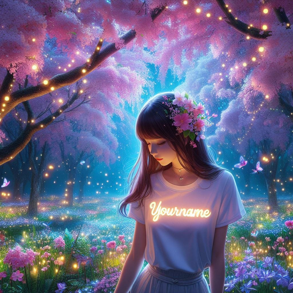 Lonely girl.
Prompt:
Create hyperrialistic a magical garden that blooms and glow...