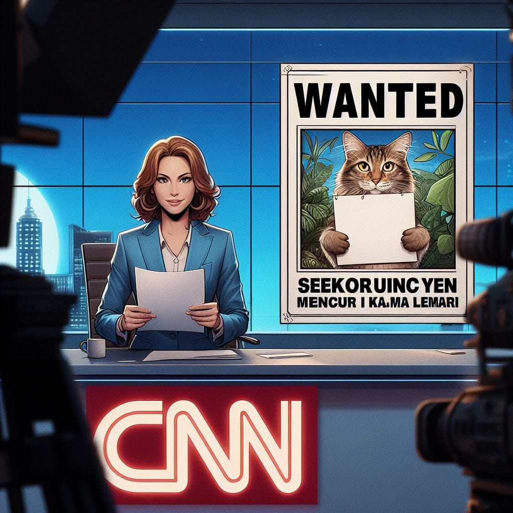 𝘽𝙍𝙀𝘼𝙆𝙄𝙉𝙂 𝙉𝙀𝙒𝙎
 2040. PROMPT:
 television news broadcast, a woman holding paper o...