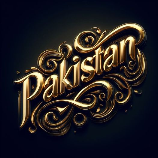 A stunning 3D representation of the name 'Pakistan' written in elegant, swirling...