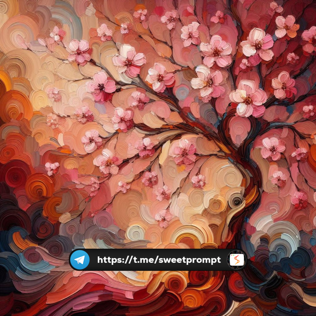 CHERRY BLOSSOM ABSTRACT IMPASTO  PROMPT: Abstract, cherry blossom tree, rich, l...