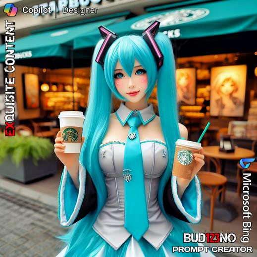"Hatsune Miku x Starbucks"
 #bing 
 Notes :
 Sertakan sumber prompt jika ingin c...