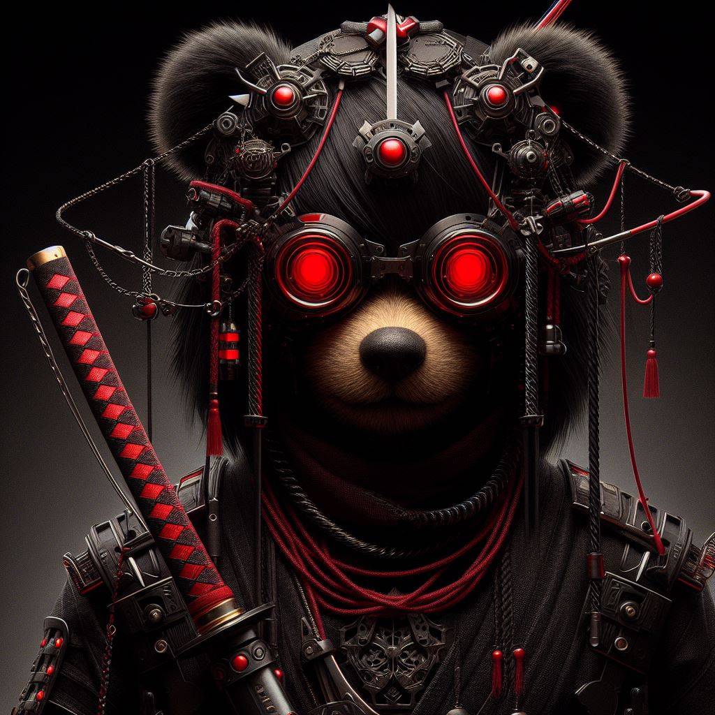 3271. PROMPT: Short black hair black mechanical masked cyberpunk black mechanica...