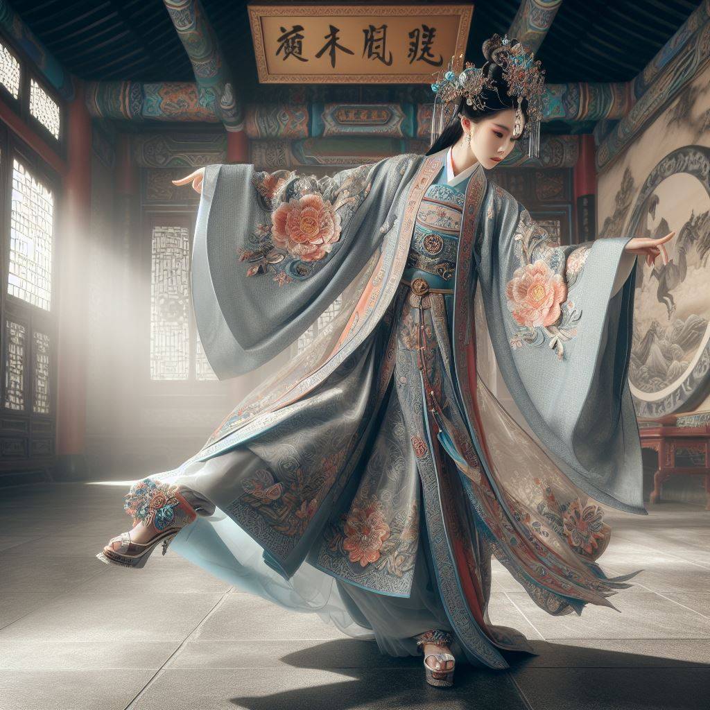 3273. PROMPT: Dynamic pose, beautiful Chinese girl wearing traditional royal cos...