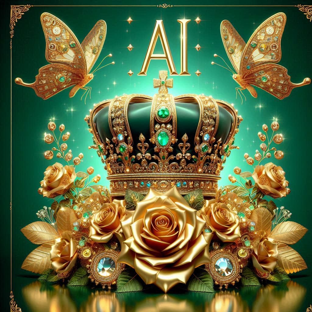 Create a hyper realistic image of a large, ornate glossy shiny vibrant crown at ...