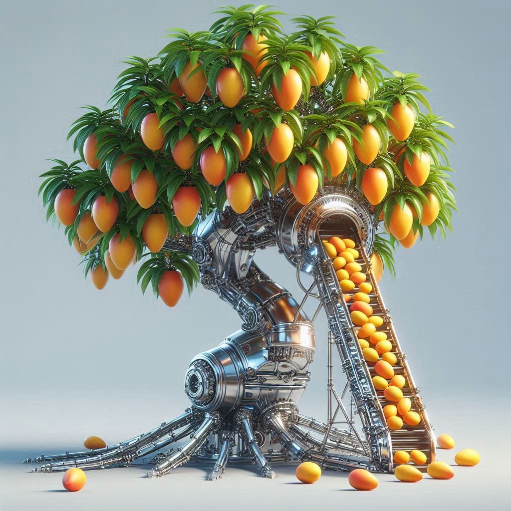 Hyper- realistic mangoes tree factory