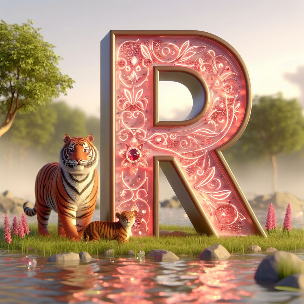 Stylish Alphabets - Tiger in Pink World