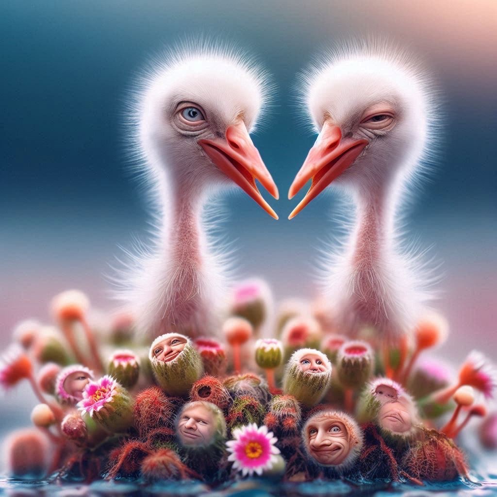 “The Stork Garden,” Look at the flowers at the bottom of the first image closely...