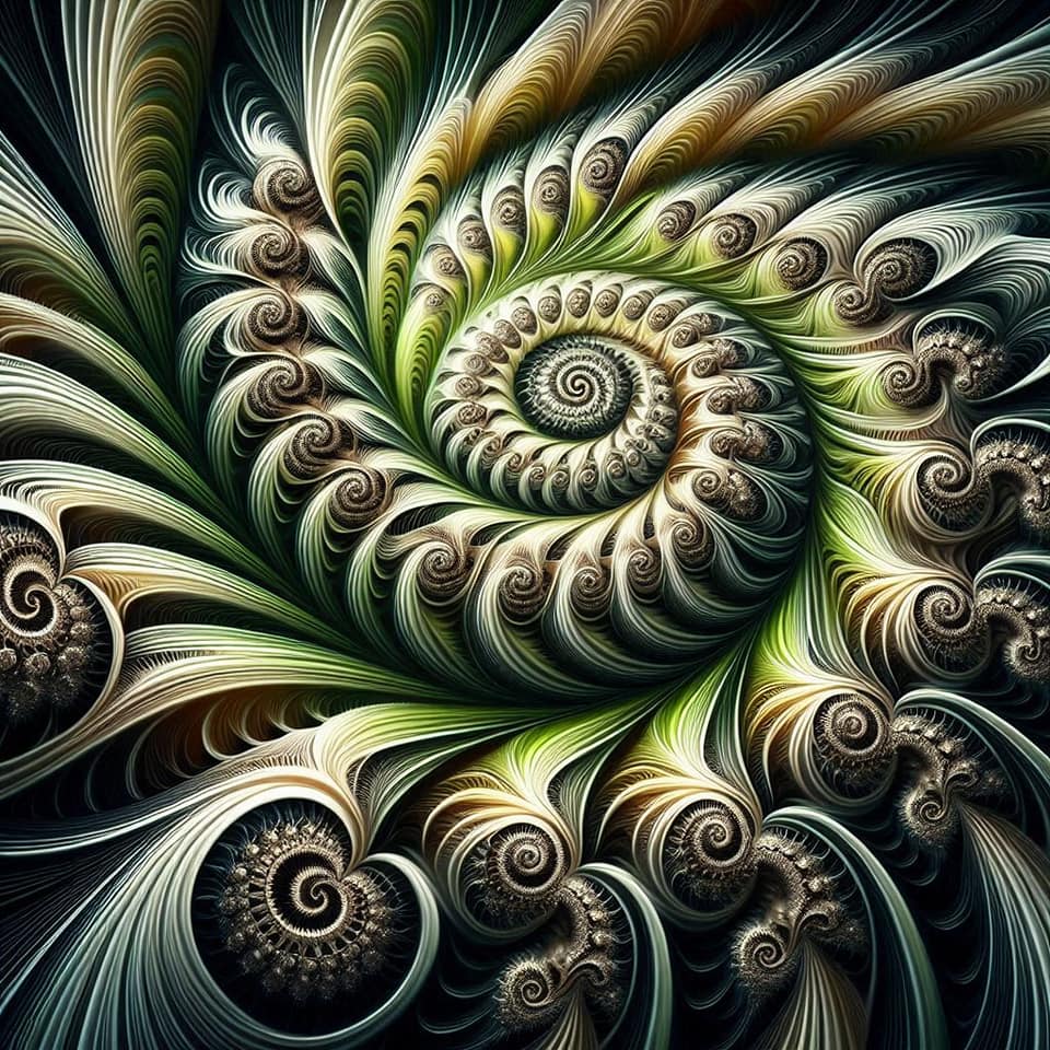 optical illusion in fractal herb 
 with spirals moving
  and a central object pr...