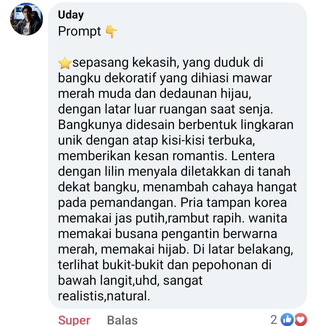 Assalamu'alaikum absen malam bang Uday makasih prompt nya maaf di utak-atik diki...