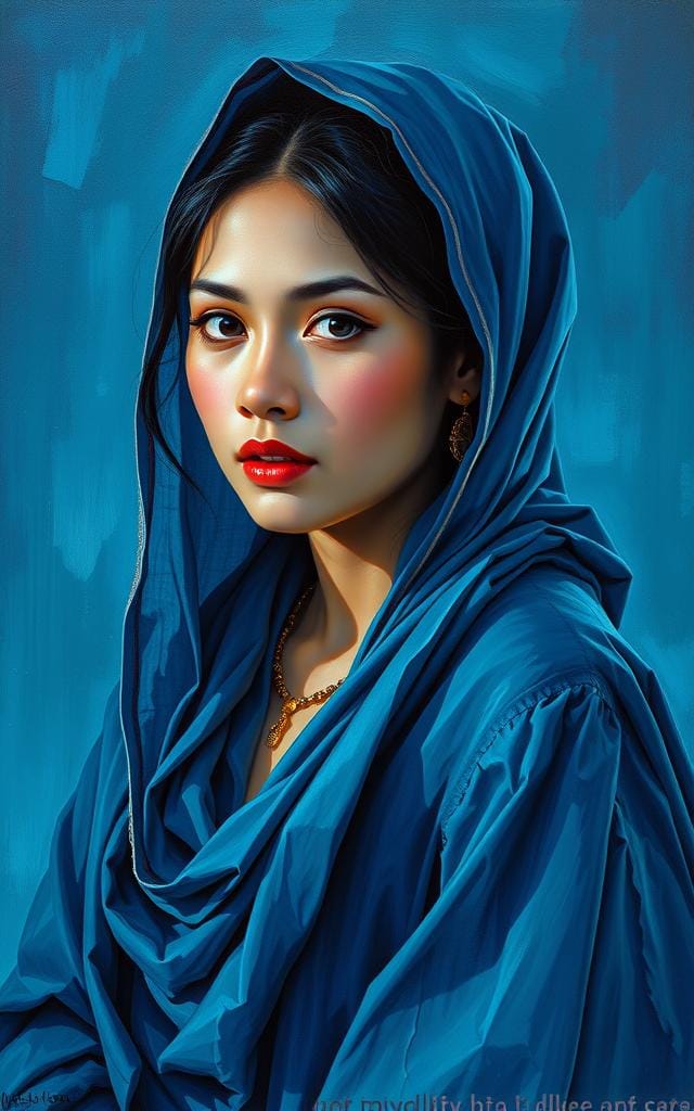 Kerudung biru...

An indonesian woman in a blue shawl, slavic style, figurative ...