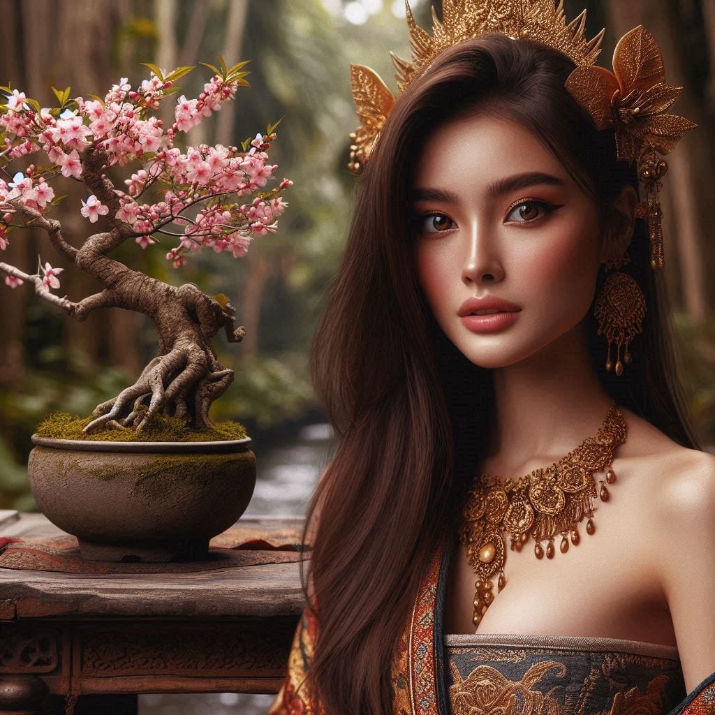 Photo models wanita cantik modern berpakaian tradisional dalam sesi pemotretan