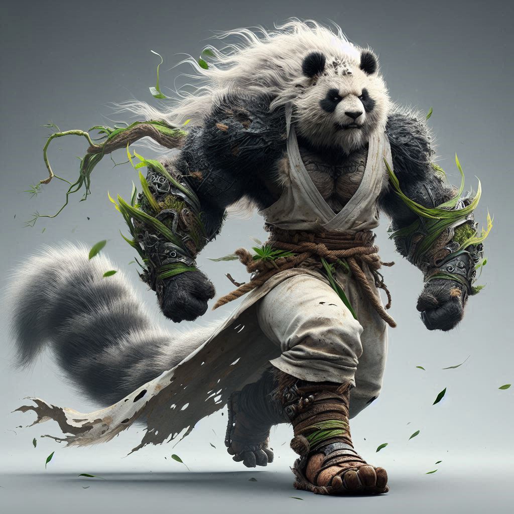 Character Design - Panda Warrior.

Sample Prompt - A muscular anthropomorphic pa...