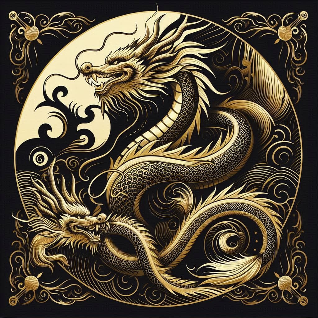 Izin post min.... 
 Prompt : ilustrasi artistik dragon tatapan ke depan. Desainn...